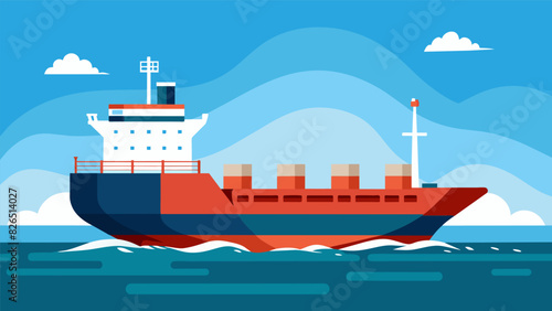 Despite the weight of its cargo the oil tanker appears almost graceful as it glides through the water its powerful engines propelling it forward with. Vector illustration