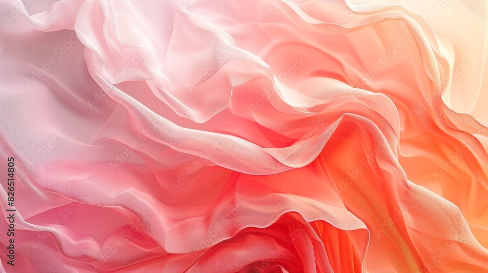 Obraz premium Soft pink and orange flowing fabric-like texture creating a delicate and elegant abstract background