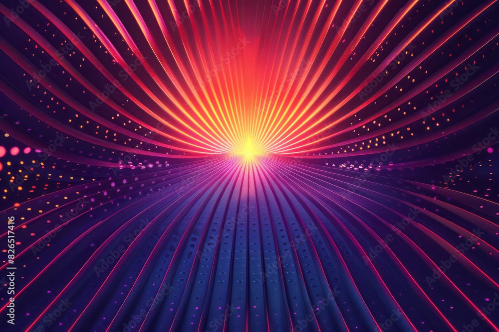 Fototapeta premium Seamless isometric pattern with heartbeat shapes arranged in a starburst design, radiating energy,