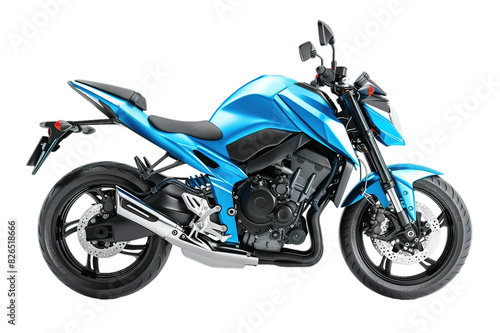Blue motorcycle on transparent background, dynamic design, modern look.