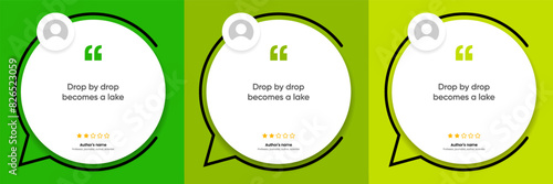 3D bubble testimonial banner, quote, infographic. Social media post template designs for quotes. Empty speech bubbles, quote bubbles and text box. Vector Illustration EPS10.