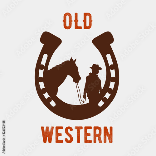 vector of horseshoe with cowboy perfect for print, apparel, symbol, etc