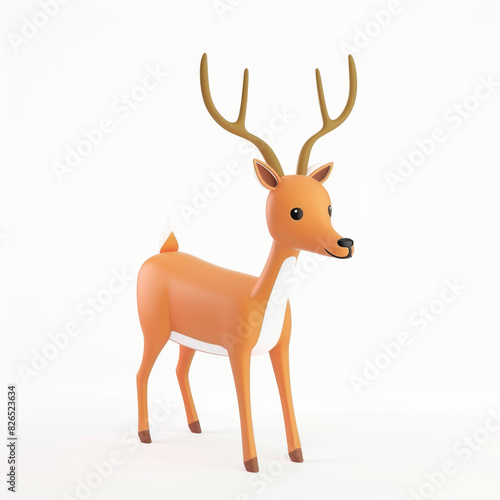 Deer icon in 3D style on a white background