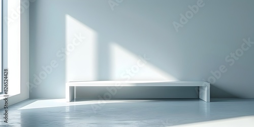 Minimalist White Table in Peaceful Room for Product Display