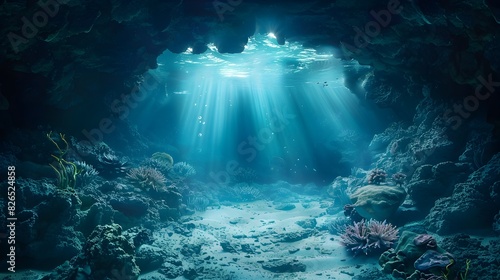 Captivating Underwater Cave Revealing Vibrant Marine Life and Serene Ocean Mysteries