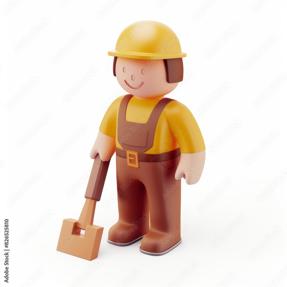 Worker in overalls icon in 3D style on a white background Worker in overalls icon in 3D style on a white background
