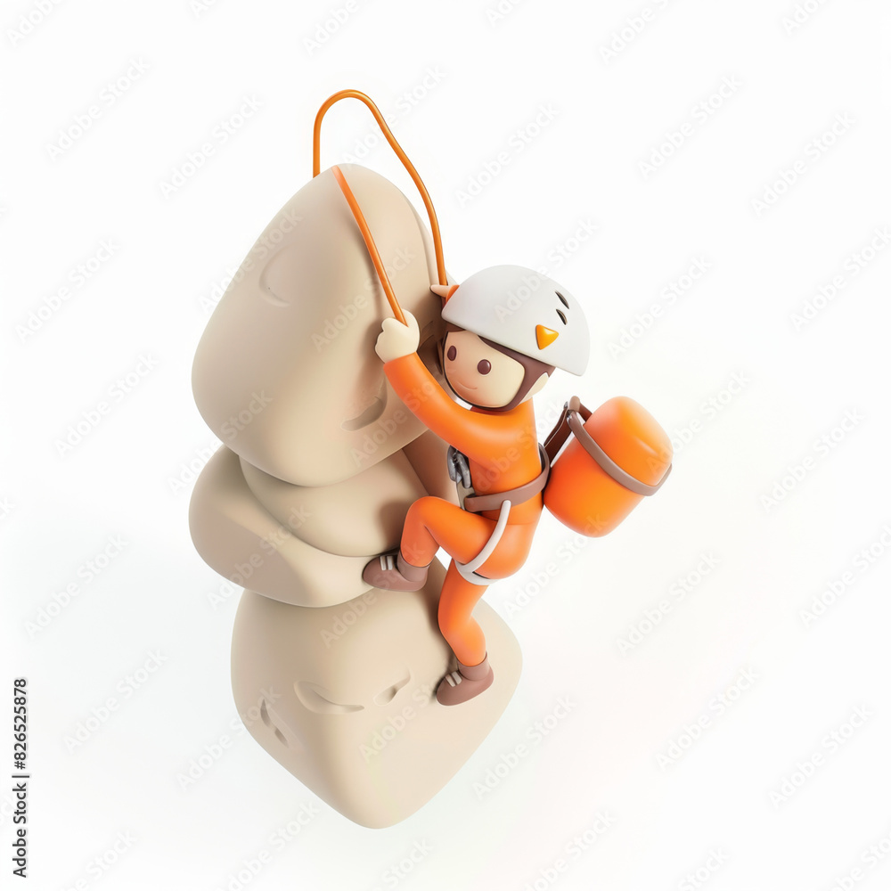 Climber icon in 3D style on a white background Climber icon in 3D style on a white background