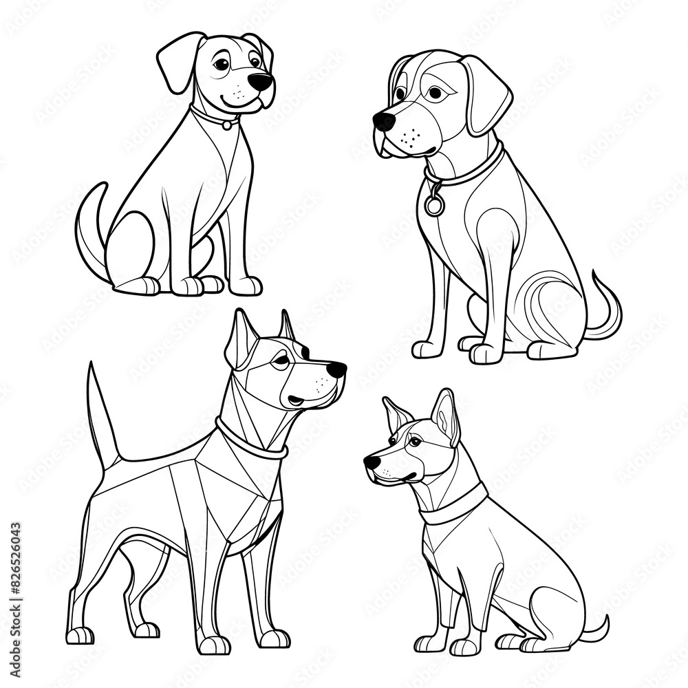 Fototapeta premium Dog Design Illustration for Coloring