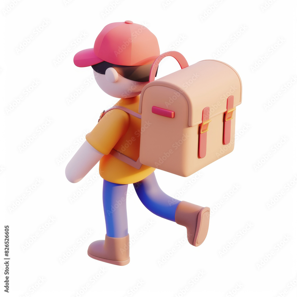 Courier with cargo icon in 3D style on a white background Courier with cargo icon in 3D style on a white background