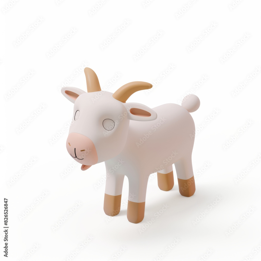 Goat icon in 3D style on a white background Goat icon in 3D style on a white background