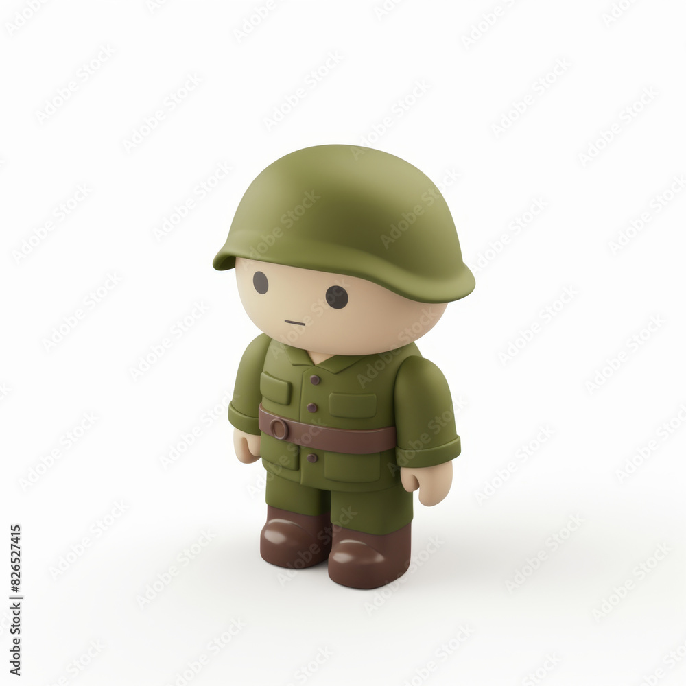military soldier icon in 3D style on a white background military soldier icon in 3D style on a white background