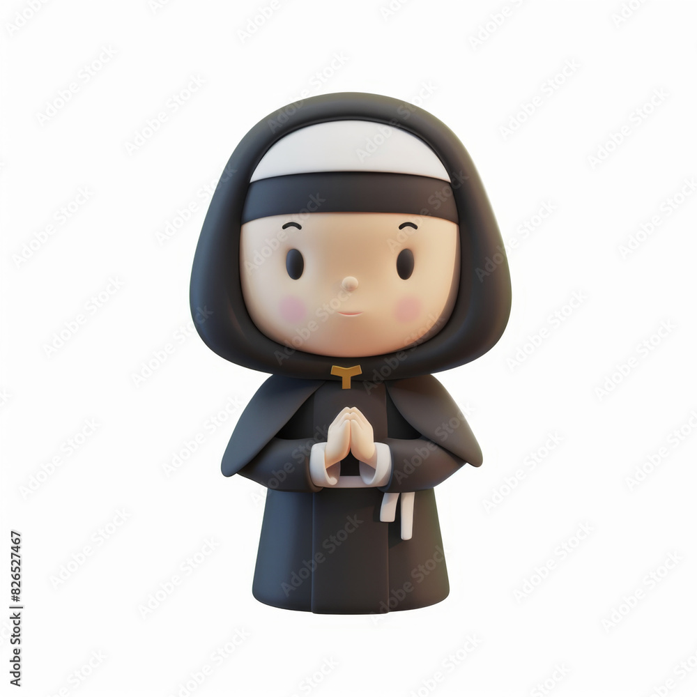 nun icon in 3D style on a white background nun icon in 3D style on a white background