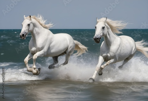 A view of Horse s galloping through the sea