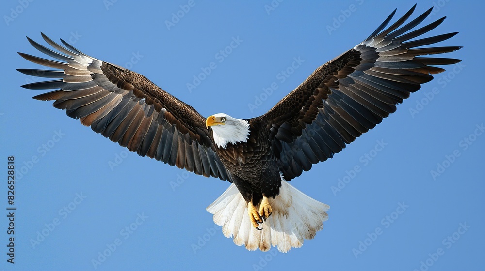 american bald eagle soaring against clear blue alaskan sky. Generative Ai american bald eagle soaring against clear blue alaskan sky. Generative Ai