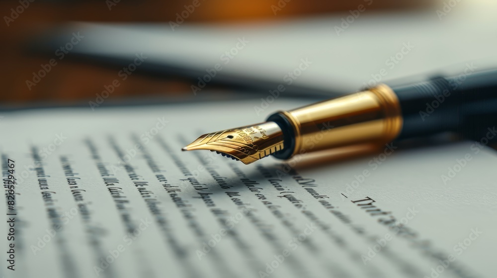 Closeup of a legal document with a signature line, detailed text and pen, soft background, high resolution, contract signing, stock photography Closeup of a legal document with a signature line, detailed text and pen, soft background, high resolution, contract signing, stock photography