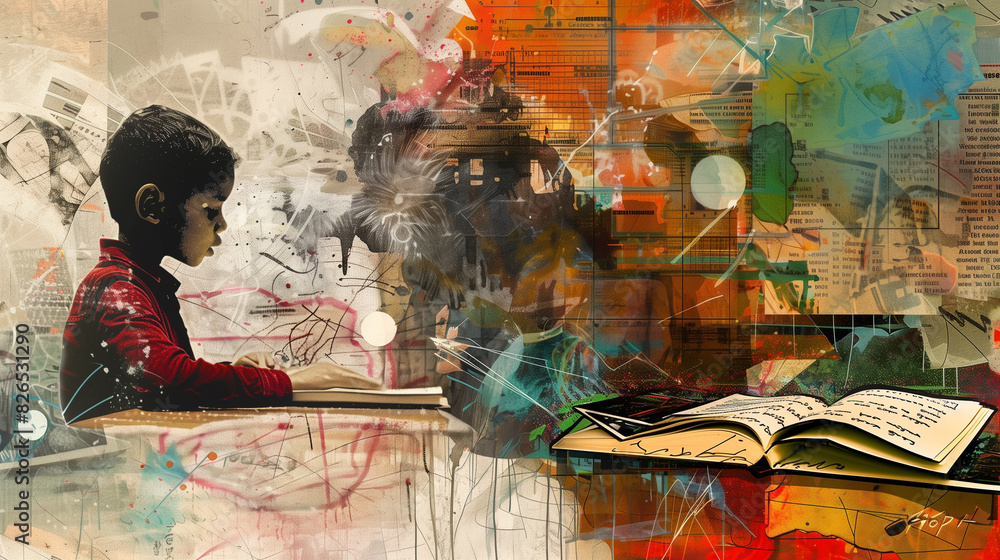 Educational process metaphor. Art collage Educational process metaphor. Art collage