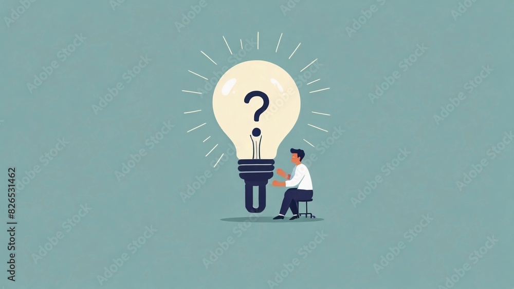 Fototapeta premium flat illustration of someone thinking looking for ideas