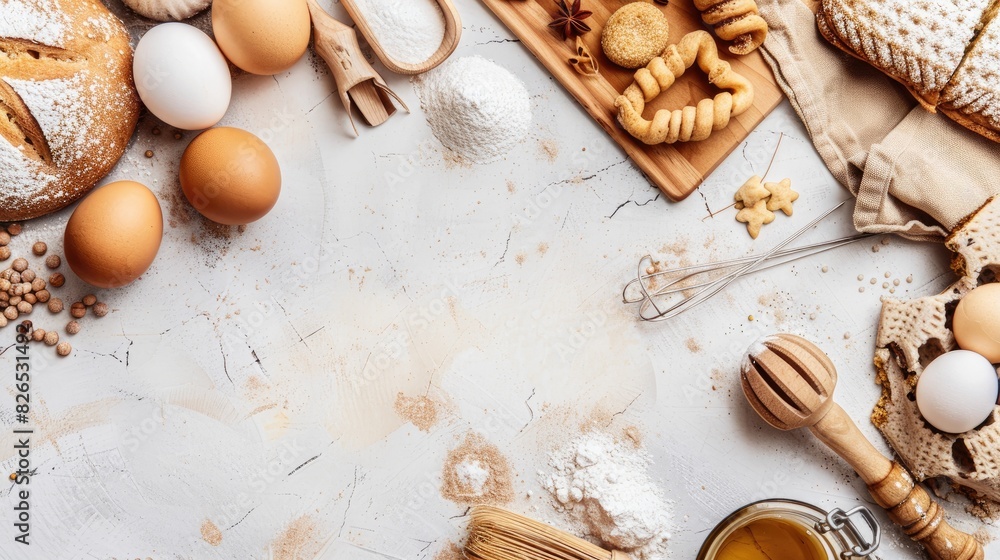 the recipe, including blocks of unsalted butter, sifted confectioners sugar, room temperature egg yolks, and vanilla extract, ready to create a delicious dessert. the recipe, including blocks of unsalted butter, sifted confectioners sugar, room temperature egg yolks, and vanilla extract, ready to create a delicious dessert.