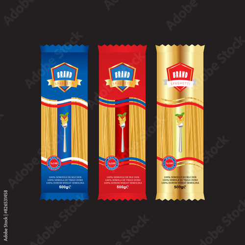 Fully Editable Vector Mock up of Noodles and Spaghetti Pack/Collection package, Pack, packet