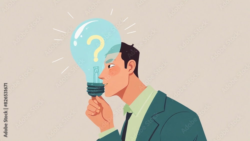 flat illustration of someone thinking looking for ideas flat illustration of someone thinking looking for ideas