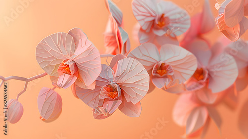Delicate pink orchid flowers on a beige background.