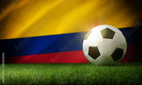 Colombia national team background with ball and flag top view