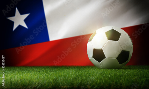 Chile national team background with ball and flag top view