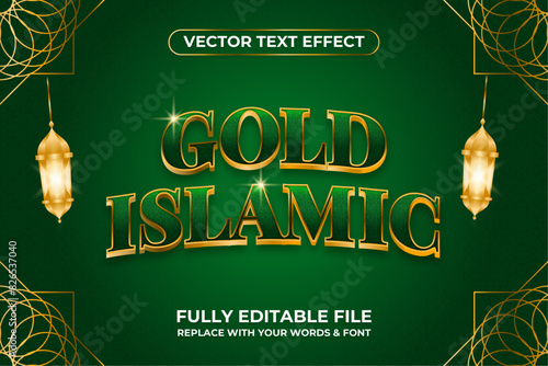 Green and Gold Islamic Vector Text Effect