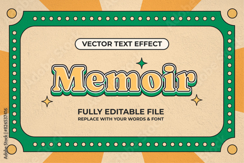 Retro Vintage Memoir Vector Text Effect