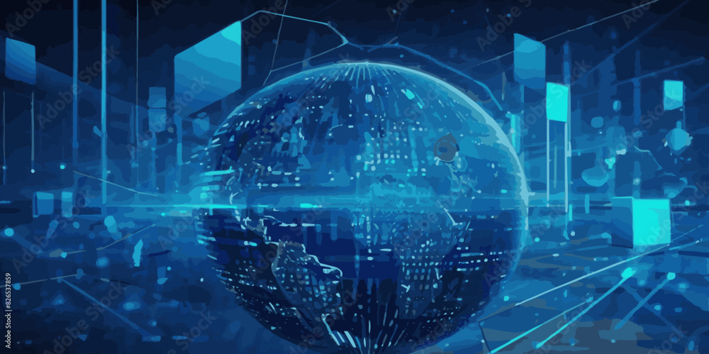 Abstract digital doted wave lines technology gradient blue background.Futuristic point wave technology background. Shiny moving lines design element.
Abstract digital doted wave lines technology gradient blue background.Futuristic point wave technology background. Shiny moving lines design element.