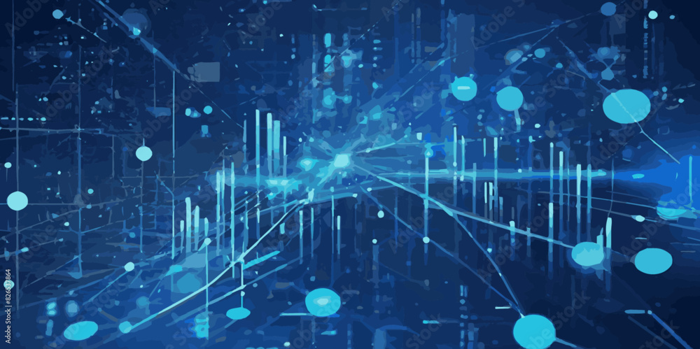 Abstract digital doted wave lines technology gradient blue background.Futuristic point wave technology background. Shiny moving lines design element. 
