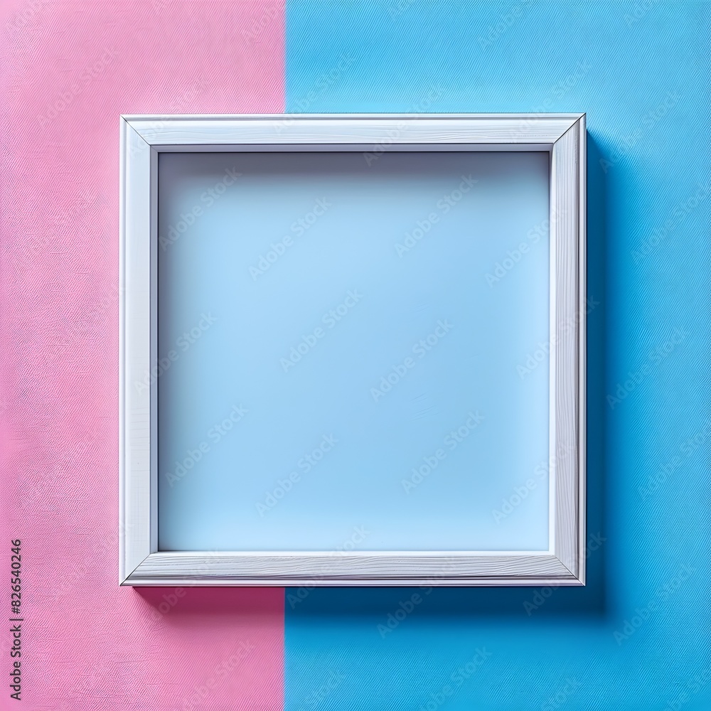 Fototapeta premium Minimalist White Frame with Vibrant Background for Modern Art and Photography