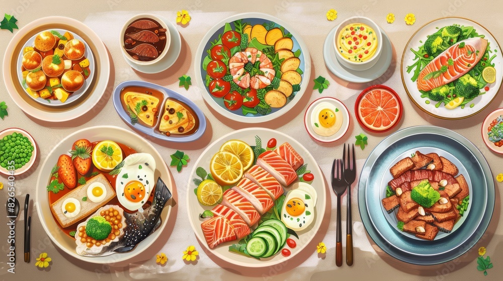 Illustrate a dynamic visual of a personalized meal plan delivery service, showcasing various dishes tailored to individual nutrition needs in a photorealistic style Illustrate a dynamic visual of a personalized meal plan delivery service, showcasing various dishes tailored to individual nutrition needs in a photorealistic style