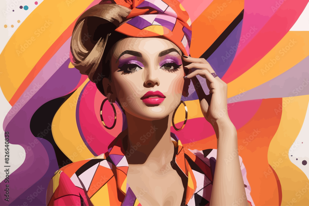 A fashion illustration of a woman in stylish background A fashion illustration of a woman in stylish background