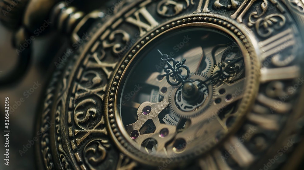 Obraz premium Intricate Clockwork Mechanism of a Vintage Timepiece