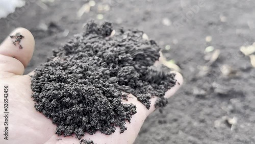 valuable agricultural black soil with fertile, mineral and peat content photo