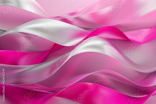 Abstract background with pink and white waves of fabric in the form of an elegant ribbon photo