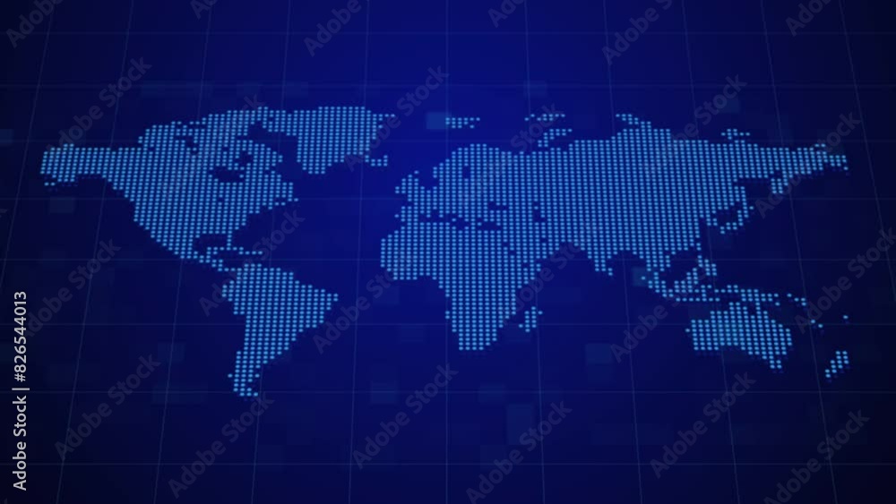 Futuristic 3D World Map Animation Digital Technology Hud Dots Mosaic Futuristic 3D World Map Animation Digital Technology Hud Dots Mosaic
