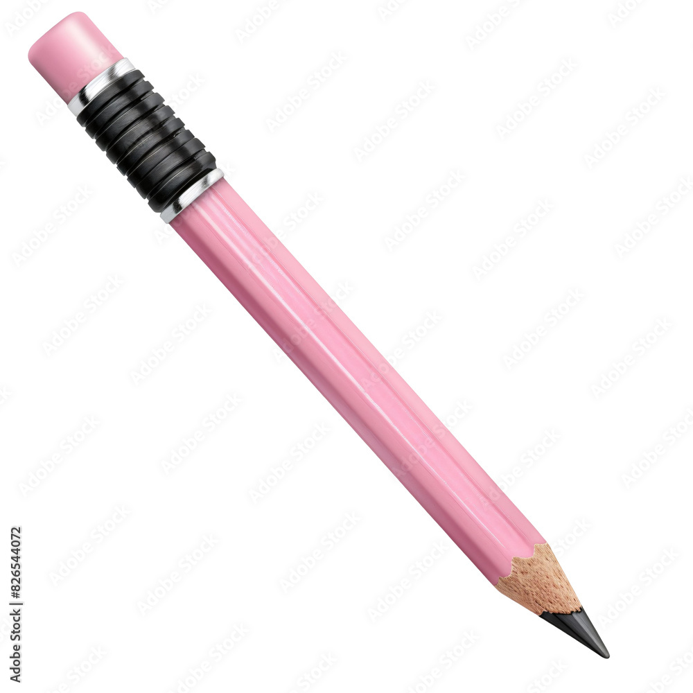 Simple pencil with eraser die cut PNG style isolated on white and transparent background Simple pencil with eraser die cut PNG style isolated on white and transparent background