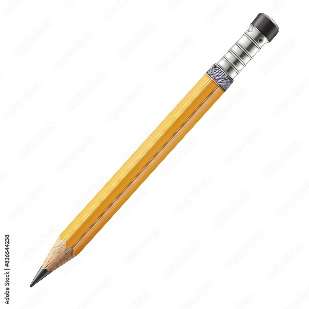 Simple pencil with eraser die cut PNG style isolated on white and transparent background Simple pencil with eraser die cut PNG style isolated on white and transparent background