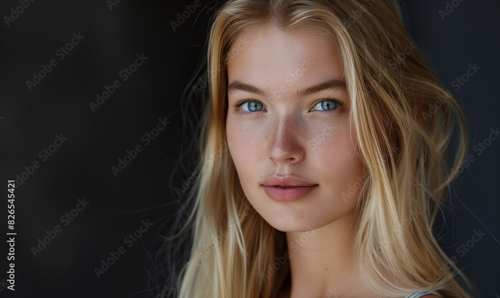Young woman (student) portrait. Blond hair and blue eyes Young woman (student) portrait. Blond hair and blue eyes