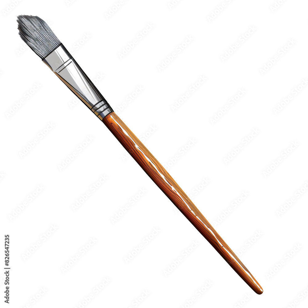 Paintbrush with a Wooden Handle Isolated on White and Transparent Background Paintbrush with a Wooden Handle Isolated on White and Transparent Background