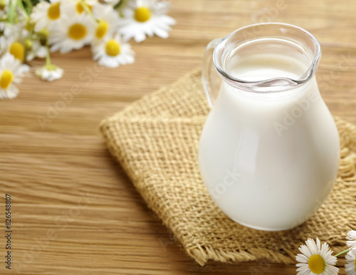 organic milk in a jug rustic style