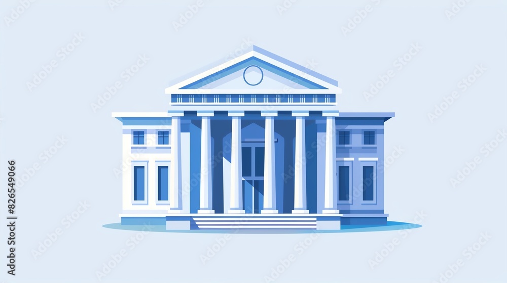 A cartoon courthouse building with blue and gray colors A cartoon courthouse building with blue and gray colors