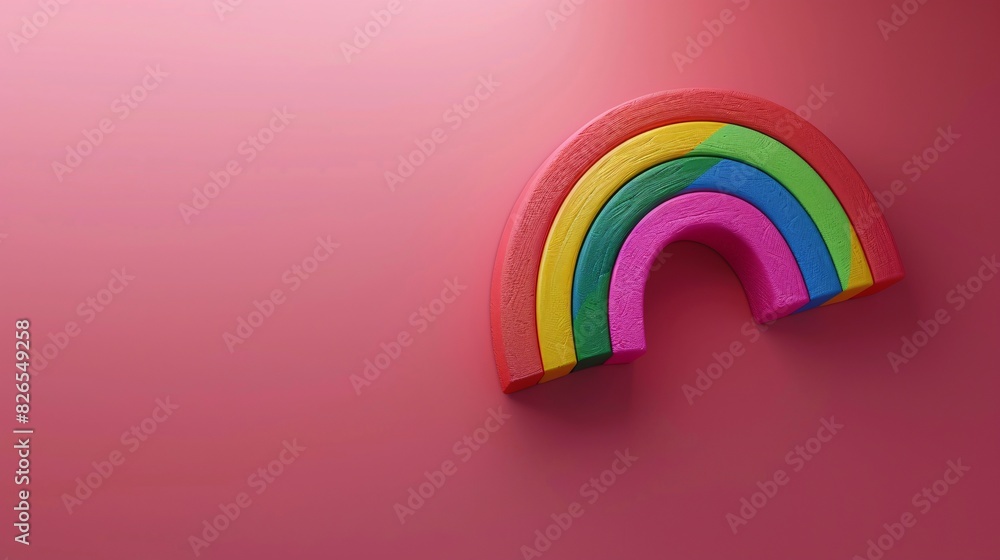 Obraz premium Colorful rainbow arch on a vibrant pink background, symbolizing diversity and positivity. Perfect for bright and cheerful design themes.