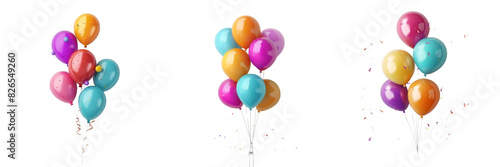 Colorful party balloons isolated on transparent background