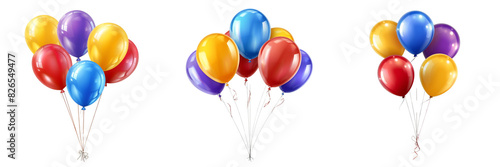 Colorful party balloons isolated on transparent background