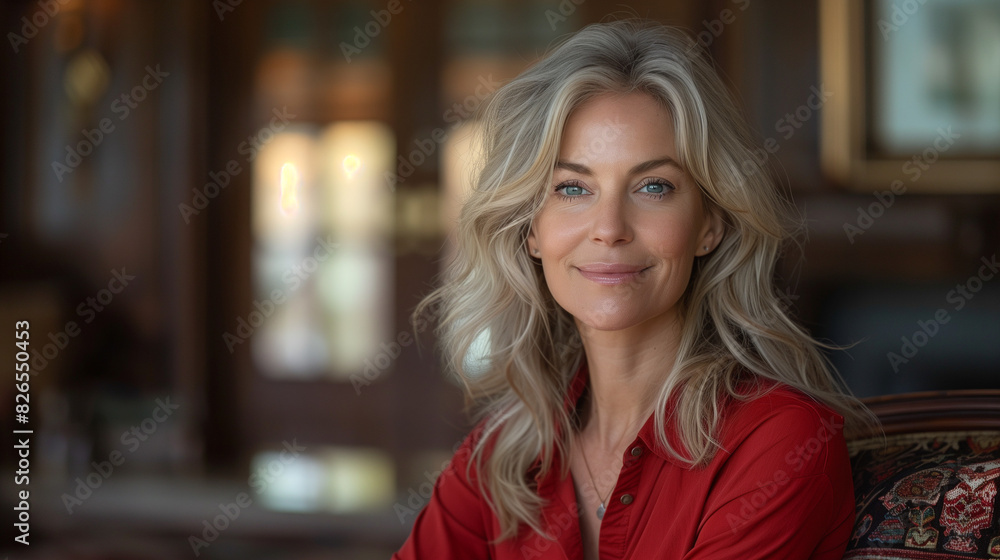 Blond Woman Smile and Happy. Close-up Portrait