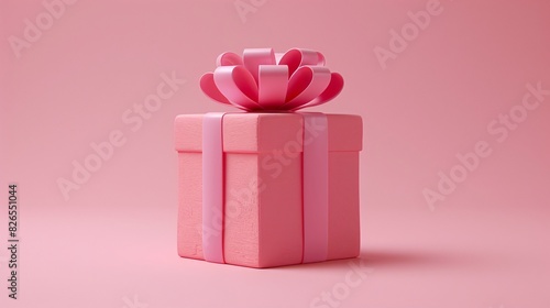 Elegant pink gift box with a beautifully tied bow, perfect for celebrations, birthdays, and special occasions. Ideal for festive presentations. © Tackey