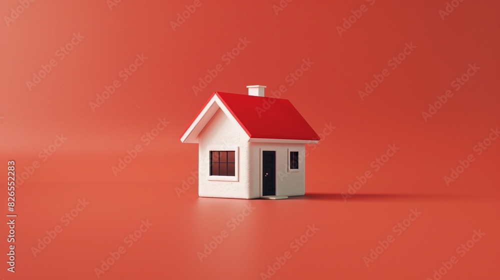 Miniature model house with red roof on a vibrant red background, symbolizing real estate, home ownership, and property investment. Miniature model house with red roof on a vibrant red background, symbolizing real estate, home ownership, and property investment.